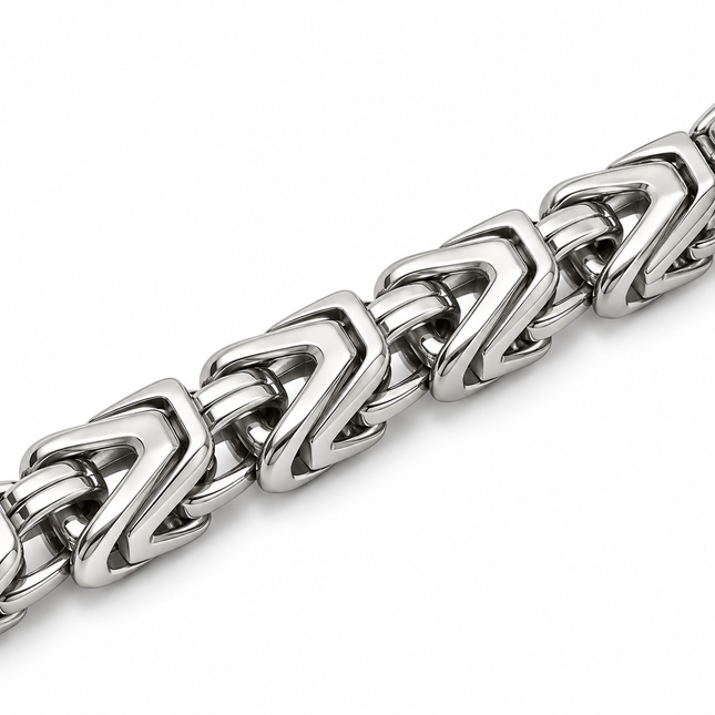 Dettaglio maglia intrecciata del bracciale uomo Shelly in acciaio