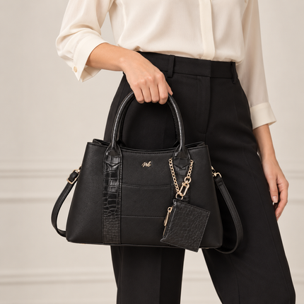 Borsa donna Mariella Burani Black 16 indossata a mano