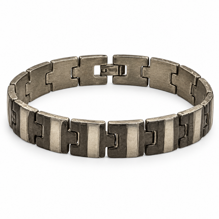 Bracciale uomo brunito con maglie geometriche