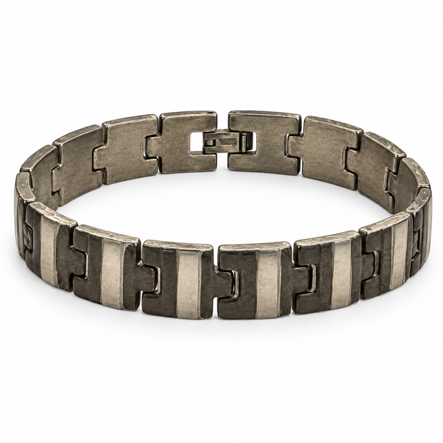 Bracciale uomo brunito con maglie geometriche