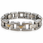 Bracciale uomo in acciaio a maglie geometriche con aquile
