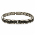Bracciale uomo a maglie argentate con fascia centrale antracite