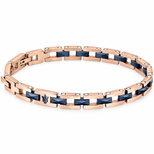 Bracciale uomo Maserati JM422ATZ15 in acciaio rosé e ceramica blu