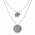 Collana doppio filo con quadrifoglio e medaglia portafortuna