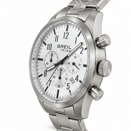 Orologio cronografo uomo Tempo A Tempo Breil Tribe in acciaio con quadrante silver e tre contatori