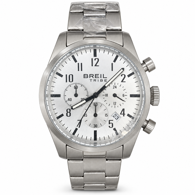 Orologio cronografo da uomo Tempo A Tempo Breil Tribe con cassa e bracciale in acciaio e quadrante silver