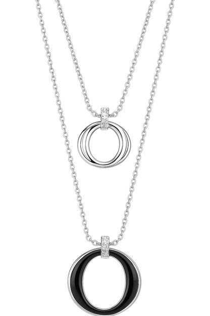 2JEWELS Collana Donna Acciaio Doppio Filo Ciondoli Smalto Nero 251710