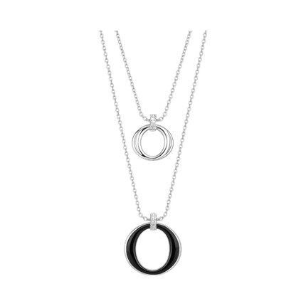 Collana Donna 2Jewels 251710 Acciaio Doppio Filo Ciondoli Smalto Nero