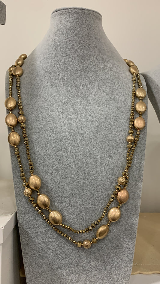 Collana donna Multilayer Lunga 60 cm colore oro formale ed elegante