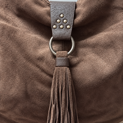 Borsa Enrico Coveri con Frange Donna Camoscio Marrone A Spalla Nappina