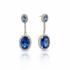 Orecchini Donna Shelly Pendenti Pavé Zirconi Blu Zaffiro Argento Silver