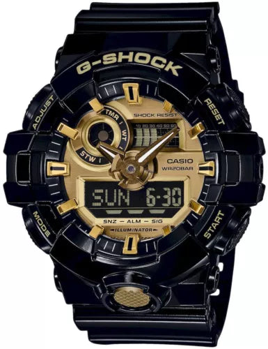 Orologio Casio G-Shock GA-710GB-1AER nero oro ana-digi 200m resistente urti multifunzione
