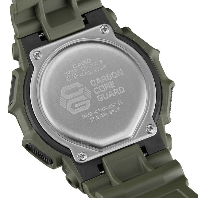 Casio G-Shock GD-010-3ER verde militare dettaglio display digitale LED outdoor
