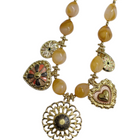 Collana Donna Shelly Boho Perle Giallo Miele Ciondoli Dorati Vintage Etnico