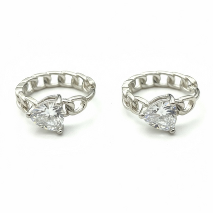 Orecchini Donna FuocoCapri Argento Zircone Cuore Catena Eleganti