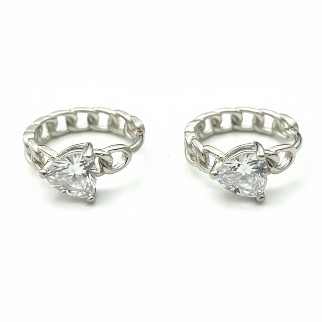 Orecchini Donna FuocoCapri Argento Zircone Cuore Catena Eleganti