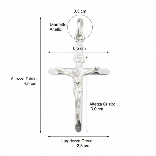 Pendente Crocifisso Argento 925 Unisex Ciondolo Religioso 3g
