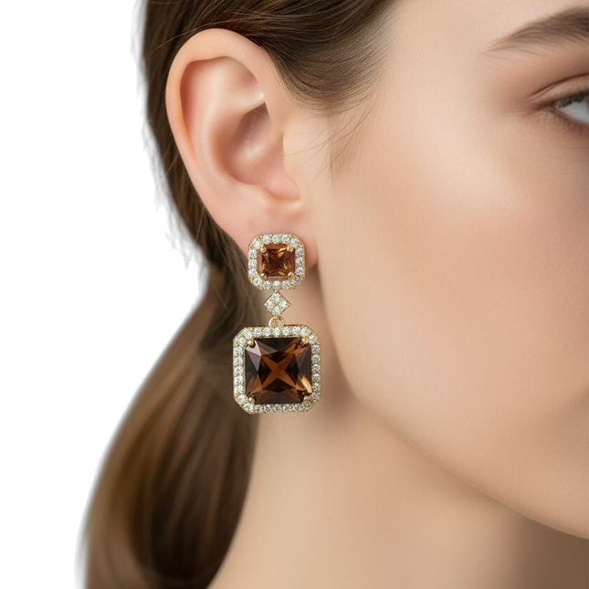 Orecchini Donna Shelly Rame Vetro Blu Impero Vintage Stile Retrò