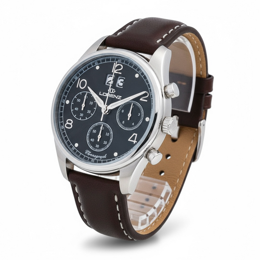 Orologio Uomo Lorenz Cronografo Acciaio Pelle Marrone Quarzo LZ30215CC