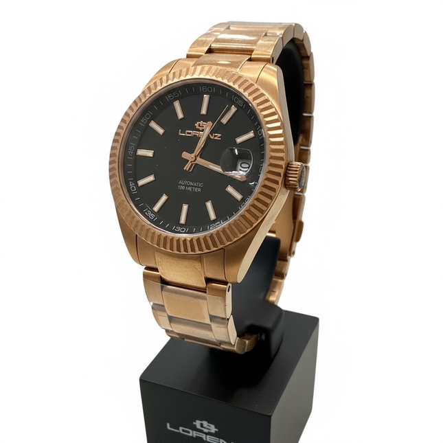 Orologio Uomo Lorenz Ginevra Automatico Acciaio Rosé Nero LZ30091FF