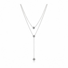 Collana Doppio Filo Donna Acciaio Cristallo Rosa 45cm Elegante