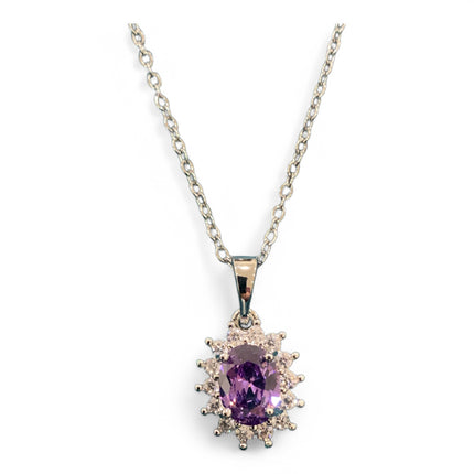 Collana Donna Acciaio Pendente Zirconia Colorata Vintage Kate