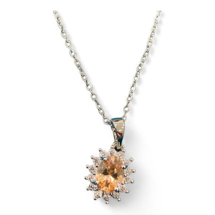 Collana Donna Acciaio Pendente Zirconia Colorata Vintage Kate