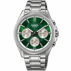 rologio Casio MTP-1375D-3AVDF con quadrante verde e bracciale in acciaio.