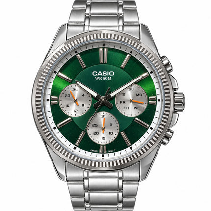 Casio MTP-1375D-3AVDF Orologio Uomo Verde Acciaio 42 mm Multifunzione 50 m