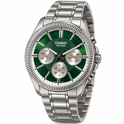 Casio MTP-1375D-3AVDF Orologio Uomo Verde Acciaio 42 mm Multifunzione 50 m