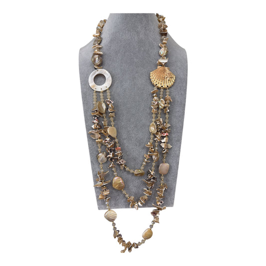 Collana Lunga Donna con  Pietre Naturali – Stile Etnico Boho Chic Multifilo