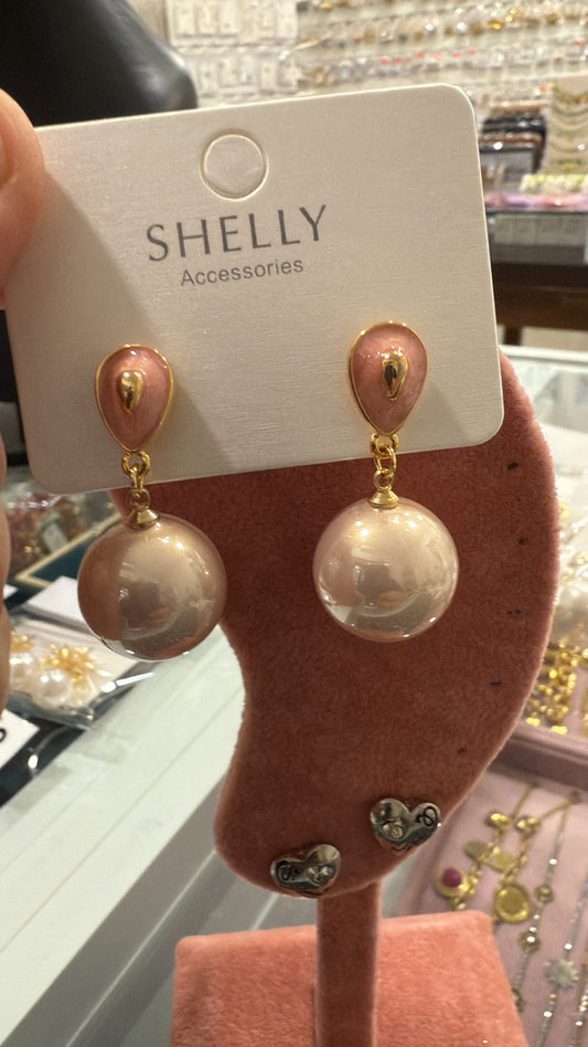 Orecchini donna dorati goccia rosa perla Shelly eleganti chic bijoux