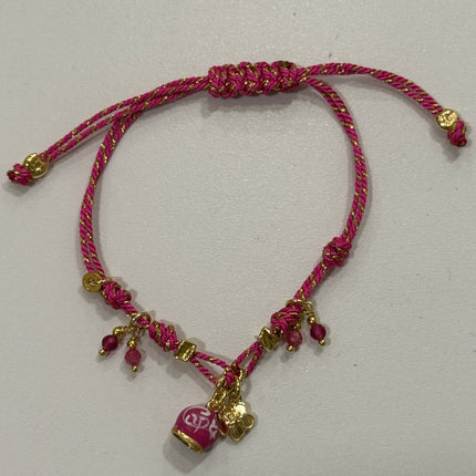 Bracciale Capri fucsia oro con charm pendenti
