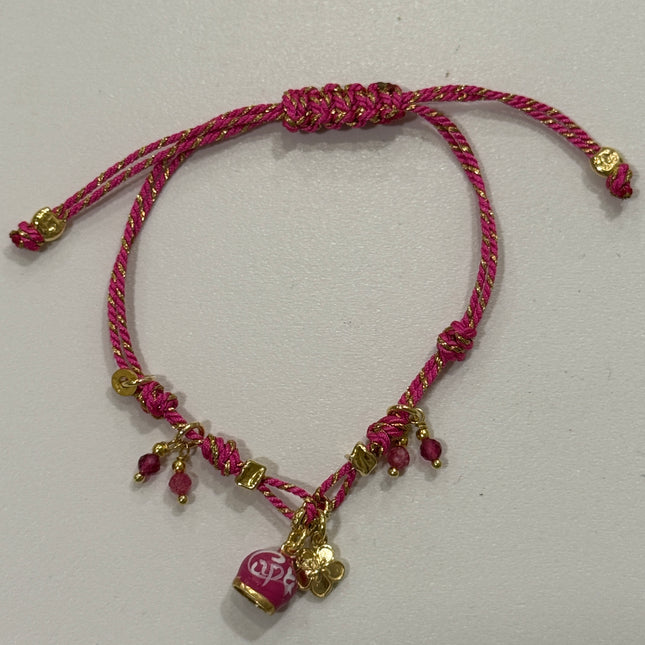 Bracciale Capri fucsia oro con charm pendenti