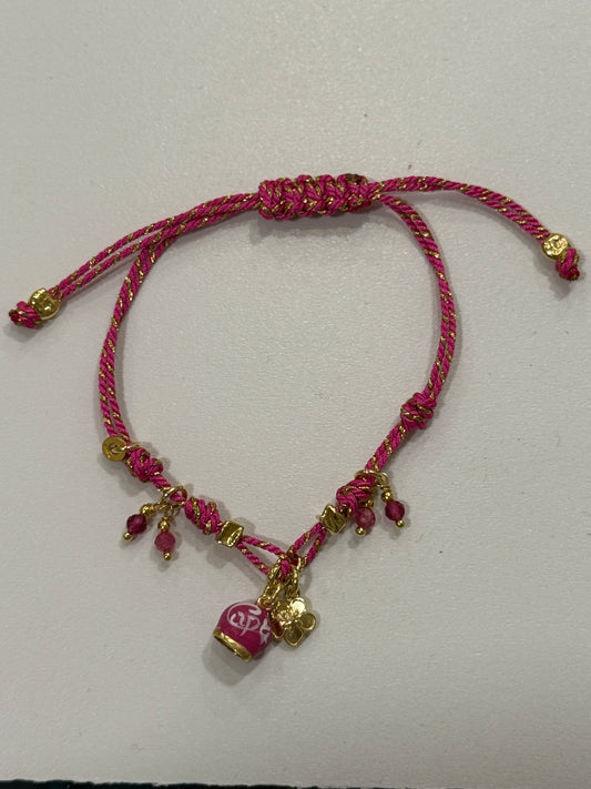 Bracciale Capri fucsia oro con charm pendenti