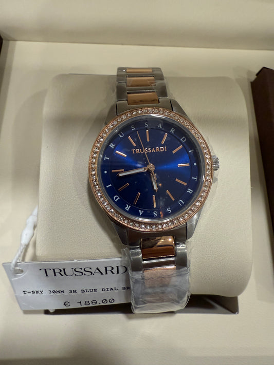 Trussardi orologio da donna in acciaio quadrante blu 30 mm