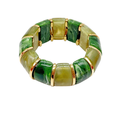 Bracciale Donna Shelly Resina Madreperla Elastico Inserti Dorati 9 Colori