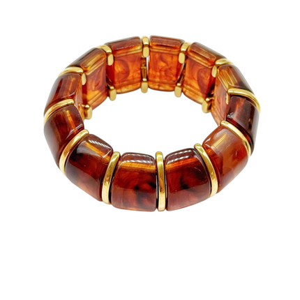 Bracciale Donna Shelly Resina Madreperla Elastico Inserti Dorati 9 Colori