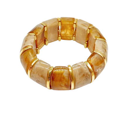 Bracciale Donna Shelly Resina Madreperla Elastico Inserti Dorati 9 Colori