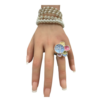 Anello Shelly elastico albero della vita multicolor donna design regolabile