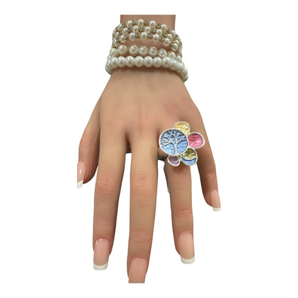 Anello Shelly elastico albero della vita multicolor donna design regolabile