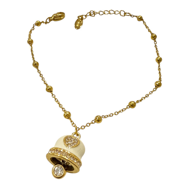 Bracciale Donna in Acciaio Dorato con Campanella Smaltata e Cristalli – Eleganza e Originalità