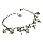 Bracciale Donna in Acciaio con Simboli Mistici – Croci, Cuori Sacri, Mano Rock e Serpente