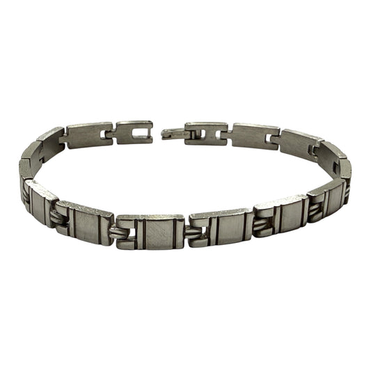 Bracciale uomo acciaio satinato – Maglie squadrate minimal – Design essenziale