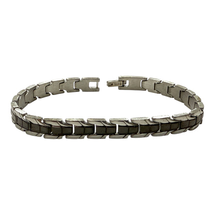 Bracciale uomo acciaio satinato – Maglia a spina di pesce – Look moderno e dinamico