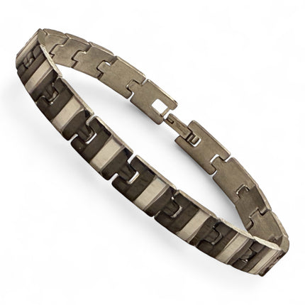 Bracciale da Uomo in Acciaio Inossidabile – Design a Maglie Rettangolari, Stile Moderno ed Elegante