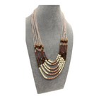 Collana Donna Shelly Multigiro Perline Colorate Boho Chic Marrone Turchese