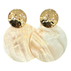 Orecchini Donna Shelly Tondi Madreperla Oro Martellato Anallergici 4cm