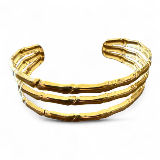 Bracciale Rigido Aperto in Acciaio Inox Dorato Per Donna