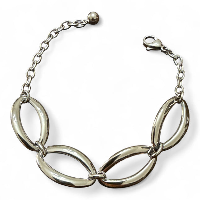 Bracciale a maglie ovali intrecciate in acciaio per donna